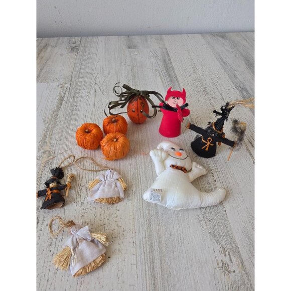 Mini Halloween pumpkin ghost witch devil ornament figurine village set - Picture 1 of 9